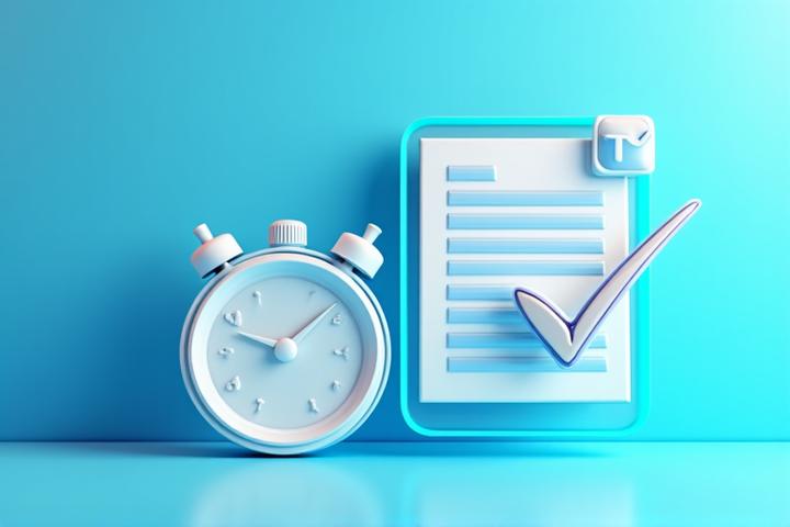 Illustration of a stopwatch, a fast-moving arrow, and a stylized document with a checkmark, symbolizing quick approval and minimal paperwork.