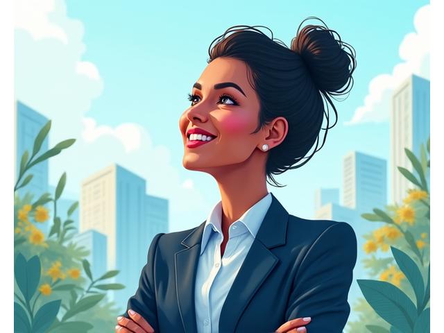 Illustration of a business owner confidently managing finances with a digital dashboard and flowing cash, representing a line of credit.
