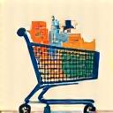 Shopping cart filled with diverse seasonal products, suggesting inventory management