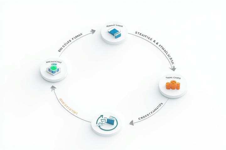 Infographic visually demonstrating the revolving nature of a business line of credit: Access, Use, Repay, Reuse cycle.