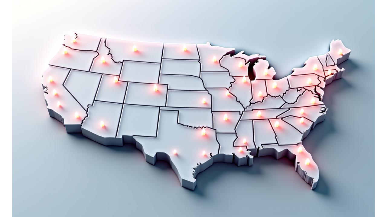 A stylized, interactive map of the United States highlighting regions where LLC Signalers serves small businesses, emphasizing nationwide coverage.