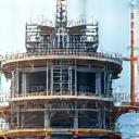 A construction site with blueprints and safety gear, representing construction and heavy equipment financing expertise.