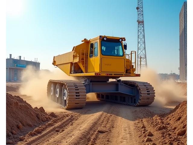 Large yellow excavator at a construction site