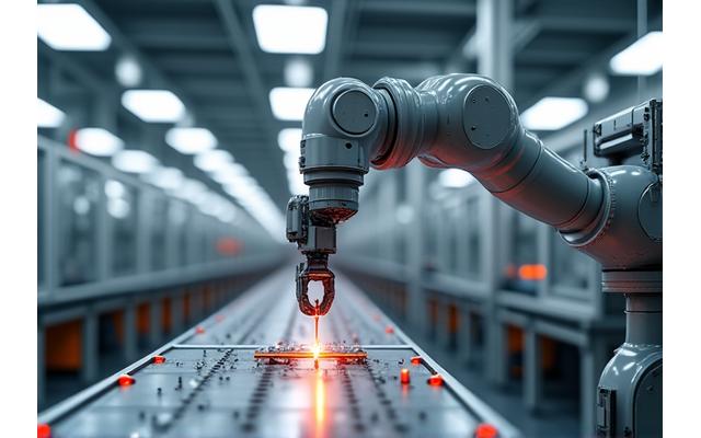 Robotic arm on an automated manufacturing line