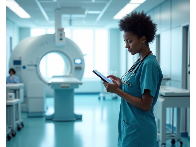 Modern medical facility interior with advanced equipment, showcasing healthcare technology and growth.