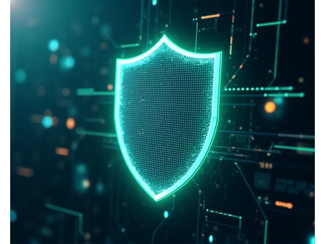 Digital shield protecting a network of business data, symbolizing robust data protection and confidentiality at LLC Signalers.