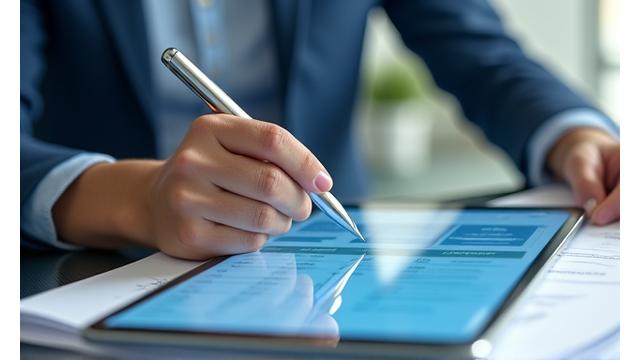 An individual meticulously reviewing loan documents on a tablet with a checklist, representing the pre-qualification stage.