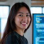 Portrait of Jessica Lee, Founder of 'InnovateLabs Inc.', a tech startup.