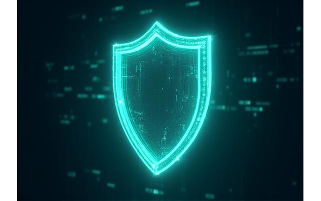 Abstract graphic of a digital shield protecting data points, symbolizing robust privacy and data protection measures in fintech.